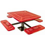 46" Single Pedestal Square Table, Surface Mount, Perforated 78"W x 78"D - Red