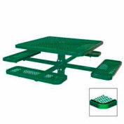 46" Single Pedestal Square Table, Inground, Expanded Metal 78"W x 78"D - Green