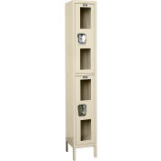 Global Industrial Global Clear View Locker Double Tier 12x12x36 - 2 Doors Assembled - Tan