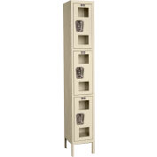 Global Industrial Triple Tier 3 Door Clear View Locker, 12"Wx18"Dx24"H, Tan, Assembled