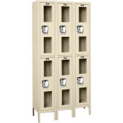 Global Industrial Global Clear View Locker Double Tier 12x12x36 - 6 Doors Assembled - Tan