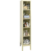 Global Industrial Five Tier 5 Door Clear View Locker, 12"Wx15"Dx12"H, Tan, Unassembled