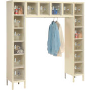Global Industrial 16 Person Clear View Locker, 12"Wx18"Dx12"H, Tan, Assembled