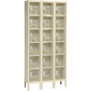 Global Industrial Six Tier 18 Door Clear View Locker, 12"Wx12"Dx12"H, Tan, Assembled