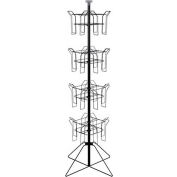Rotating Literature Display w/ 16 Oversized Wire Pockets & Wire Base, Black