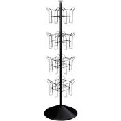 Rotating Literature Display w/ 16 Oversized Wire Pockets & Round Base, Black