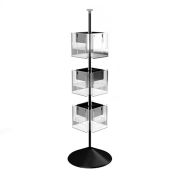Rotating Literature Display w/ 12 Clear Pockets & Round Base, Black