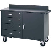 Valley Craft Vari Tuff Mobile Utility Cabinet, 4 Drawers/1 Door, Shelf, 46"W x 21"D, Gray