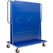 Valley Craft Modular A-Frame Bin Cart F89546 w/2 Round-Peg Pegboard Panels 48"W x 30"D x 62"H, Blue