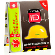 Vital ID Standard Worker Emergency ID Tag 3 « x 2-1/4 », s’adapte au casque, réfléchissant, 25 / Pack, qté par paquet : 4