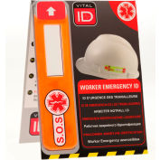 Vital ID Multi-Language Worker Emergency ID Tag 3"x 2-1/2 », s’adapte au casque, réfléchissant, 25/ Pack