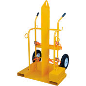 Fire Protection Welding Cylinder Cart CYL-2-FP-FF Foam-Filled Wheels 28 x 37-1/2 x 69-1/8