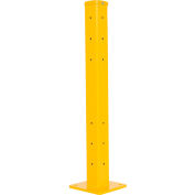 Vestil Bolt-On Style Steel Post For 3 Ribbed Guard Rails, 42"H, Yellow