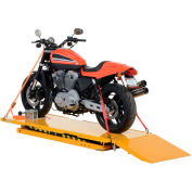 Table élévatrice hydraulique pour motocyclette avec support à pneu et rampe MOTO-LIFT-1100, capacité de 1100lb