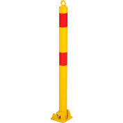 Fold-Down Bollard, 2-1/2" Diamètre, 35-1/2" Ext. Hauteur, Jaune