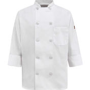 10 chef conceptions féminines Chef de Front de bouton manteau, boutons de nacre, blanc, Polyester/coton, 3XL