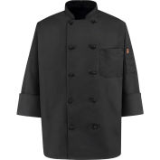 Chef dessins 10 Chef de Front de bouton manteau, noeud boutons, noir, Polyester filé, 5XL