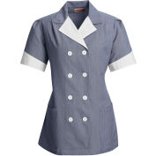 Red Kap® Double-Breasted Lapel Tunic Short Sleeve Navy Pincord Regular-L - 9S03