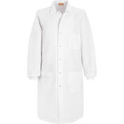 Kap® rouge unisexe spécialisée collerette Lab Coat W/extérieur poche, blanc, peignés de Poly/coton, L