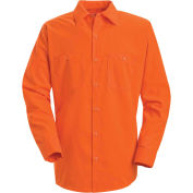 Red Kap® Enhanced Visibility Long Sleeve Work Shirt, Fluorescent Orange, Tall, 2XL