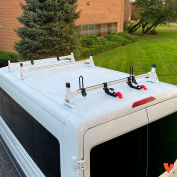 Vantech H1 3 Bar Aluminum Ladder Roof Rack for Ford Transit Cargo Van 2015-On, White
