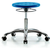 Blue Ridge Ergonomics™ Cleanroom Stool with Casters - Desk Height - Blue