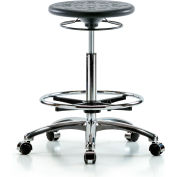 Blue Ridge Ergonomics™ Cleanroom Stool avec Casters and Footring - High Bench Height - Noir