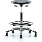 Blue Ridge Ergonomics™ Cleanroom Stool with Glides and Footring - High Bench Height - Noir