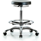 Blue Ridge Ergonomics™ Cleanroom Stool with Casters - High Bench Height - Noir