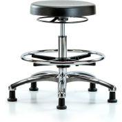 Blue Ridge Ergonomics™ Cleanroom Stool with Glides and Footring - Medium Bench Height - Noir