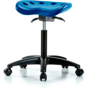 Interion® Polyurethane Tractor Stool With Seat Tilt - Blue w/ Black Base