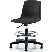 eCom Seating One-Piece Plastic Shell Stool - Avec Chrome Foot Ring - Noir