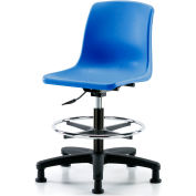 eCom Seating One-Piece Plastic Shell Stool - Avec Chrome Foot Ring - Bleu