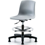 eCom Seating One-Piece Plastic Shell Stool - Avec Chrome Foot Ring - Gris