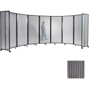 Portable Mobile Room Divider, 7'6"x19'6" Polycarbonate, Gray