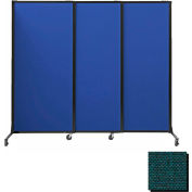Portable Acoustical Partition Panels, Sliding Panels, 70"x7' Fabric, With Casters, Forest Green