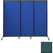 Panneaux de partition acoustique portable, panneaux coulissants, tissu 70"x7', avec roulettes, Evergreen