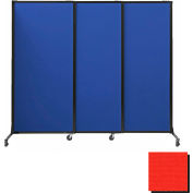 Panneaux de partition acoustique portable, panneaux coulissants, tissu 80"x7', avec roulettes, Rouge