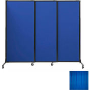 Portable Acoustical Partition Panels, Sliding Panels, 80"x7' With Casters, Blue