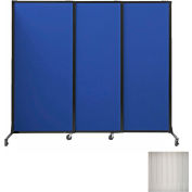 Portable Acoustical Partition Panels, Sliding Panels, 80"x7' With Casters, Clear