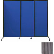 Portable Acoustical Partition Panels, Sliding Panels, 80"x7' Gray