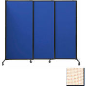 Panneaux de partition acoustique portable, panneaux coulissants, tissu 88"x7', avec roulettes, sable