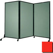 Portable Acoustical Partition Panel, AWRD 70"x8'4" Tissu, Avec Casters, Rouge