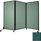 Portable Acoustical Partition Panel, AWRD  88"x8'4" Fabric, With Casters, Evergreen