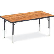 Virco® 482448LO Activity Table w/ Short Adj. Legs, 24 » x 48 », Black Frame/Oak Top