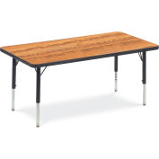 Virco® 482448LO Activity Table w/ Short Adj. Legs, 24 » x 48 », Black Frame/Oak Top