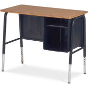 Virco® 765 Junior Executive Student Desk 20"x34", Black Frame with Oak Top