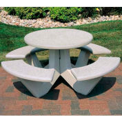 Wausau Tile® 66" Concrete Round Picnic Table, Gray