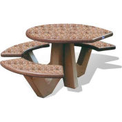 Wausau Tile® 66 « Table de pique-nique ovale, béton, conforme ADA, marron