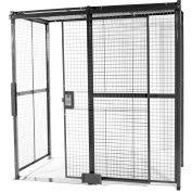 840 Style, Woven Wire, 4 Sided Cage w/5' Sliding Door, No Ceiling 20' 6" x 20' 6" x 10' 5-1/4"H